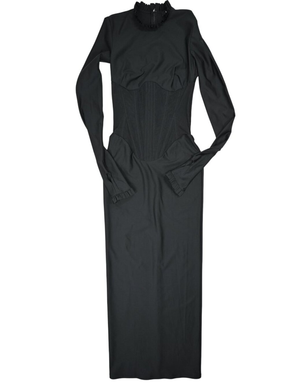 Khy x Dilara Findikoglu Long Sleeve Corset Dress in Black